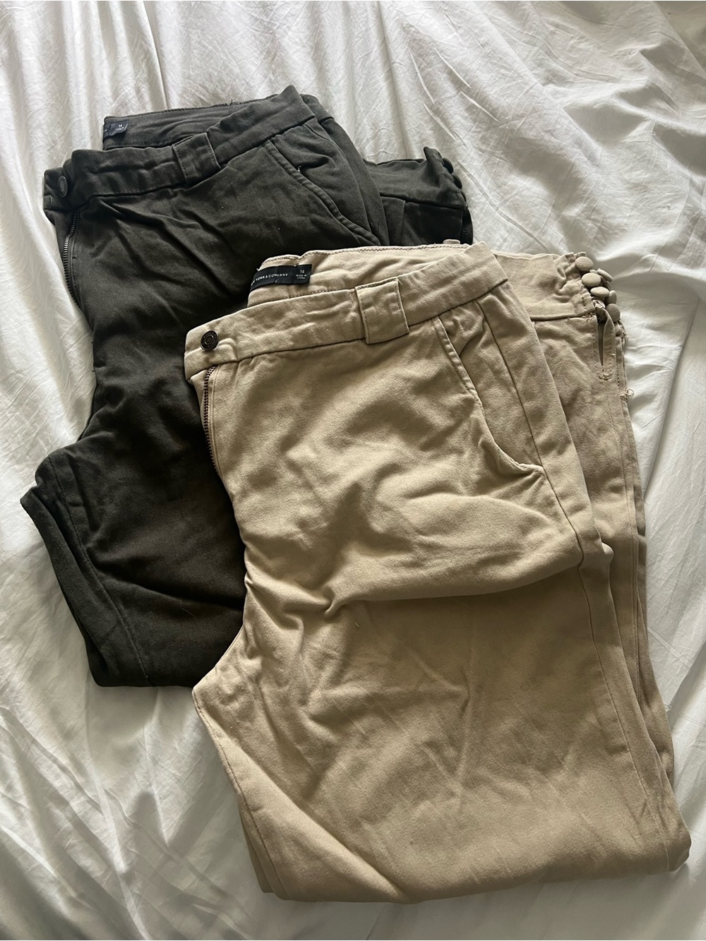 New York & Company Chino Pants in Beige and Olive